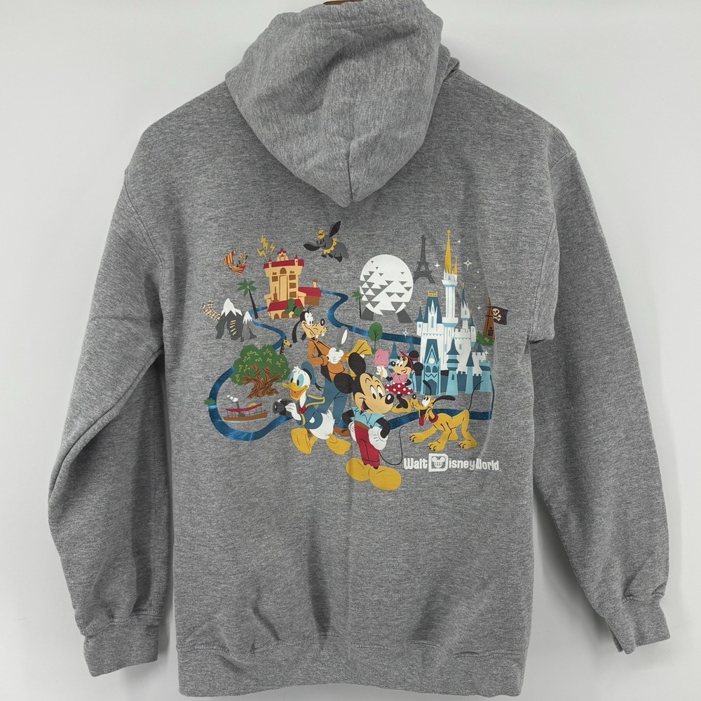 Walt Disney Women's Size Small Zip-up Sweatshirt Hoodie Jacket All 4 Parks Gray - Picture 4 of 7